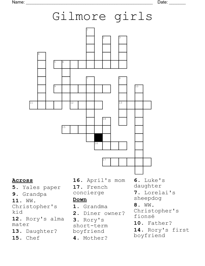 Gilmore girls Crossword