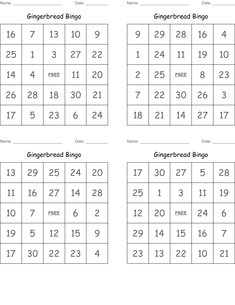 Gingerbread Bingo