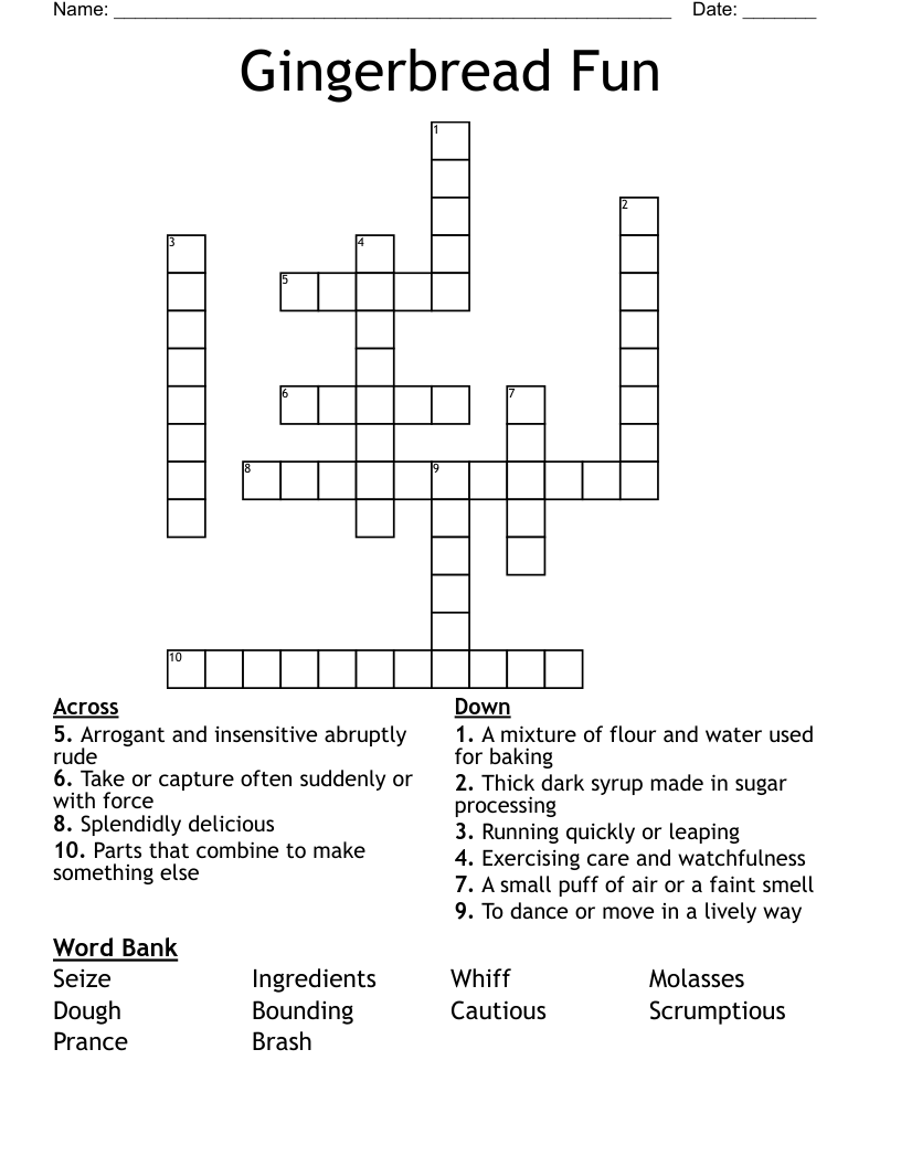 Gingerbread Fun Crossword