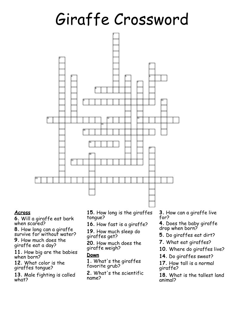 Giraffe Crossword