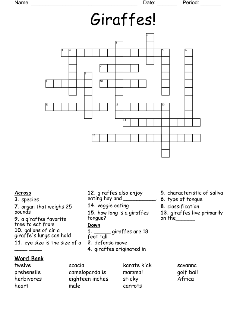 Giraffes! Crossword