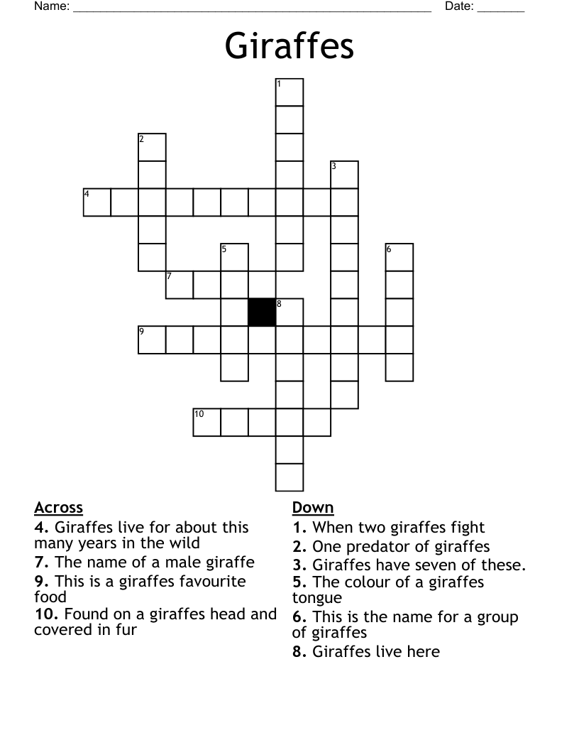 Giraffes Crossword