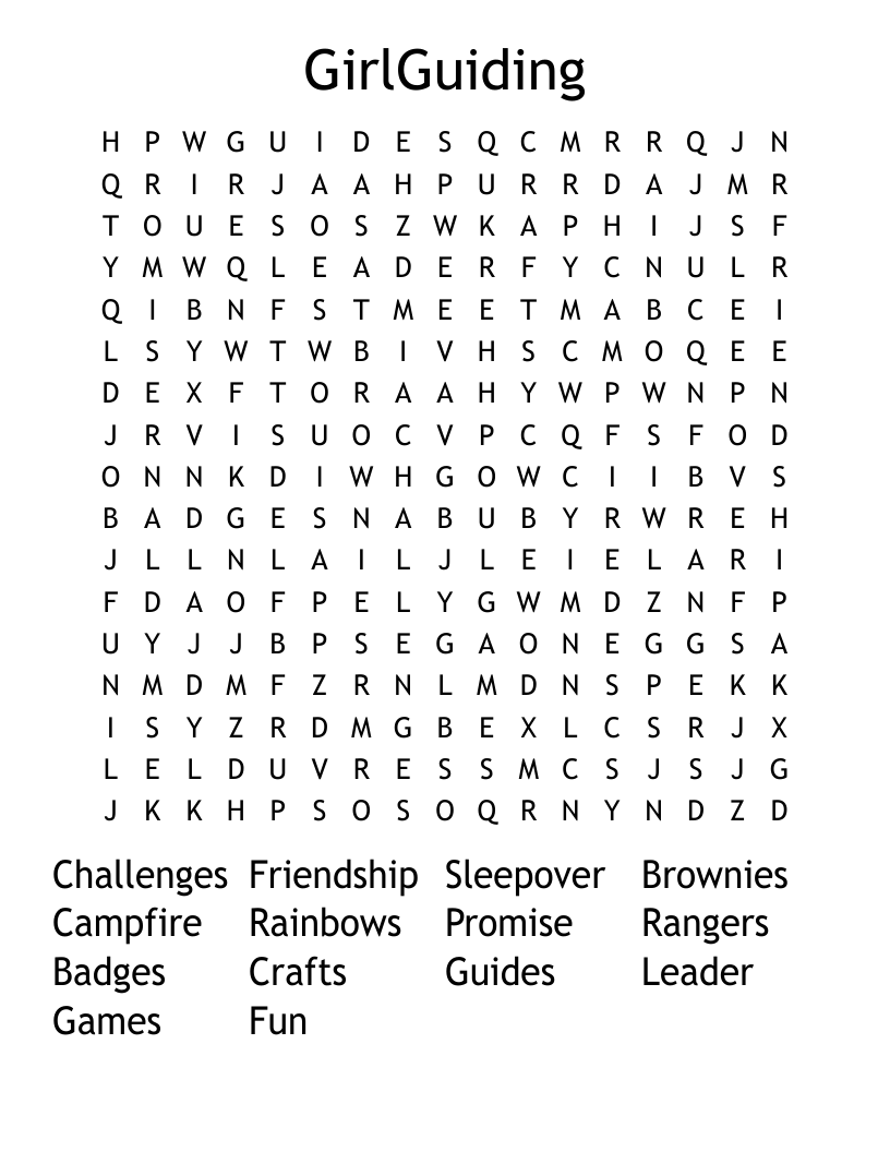 GirlGuiding Word Search