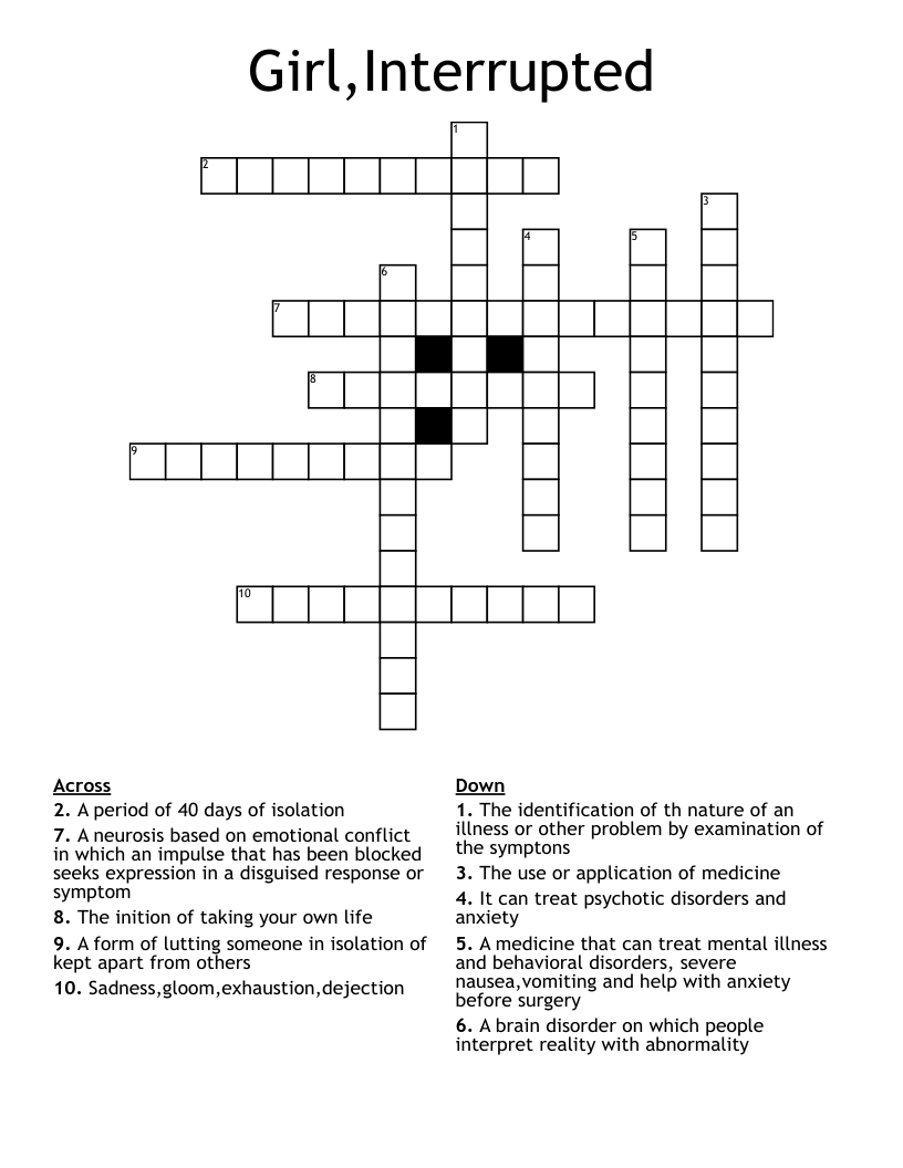 Girl,Interrupted Crossword