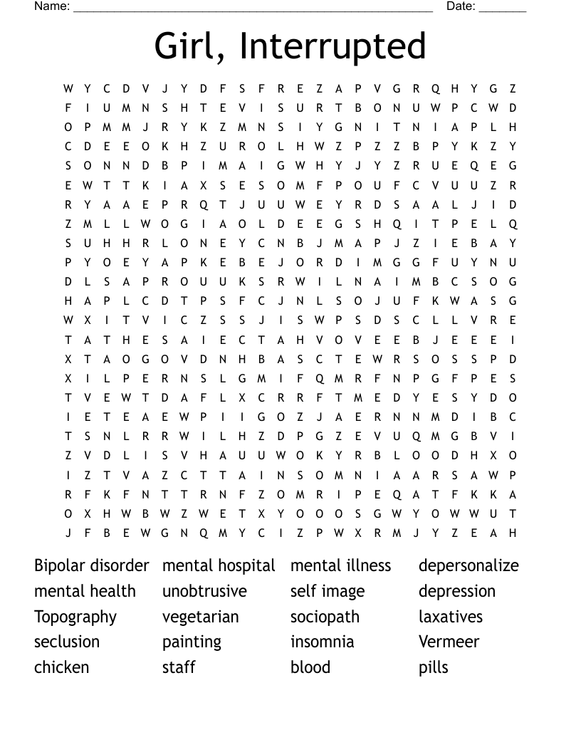 Girl, Interrupted  Word Search