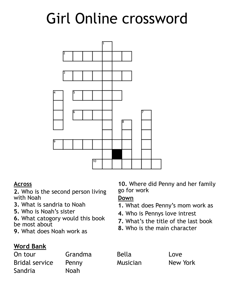 Girl Online crossword