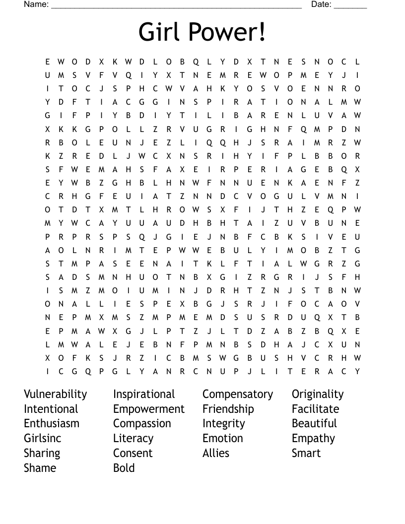 Girl Power! Word Search