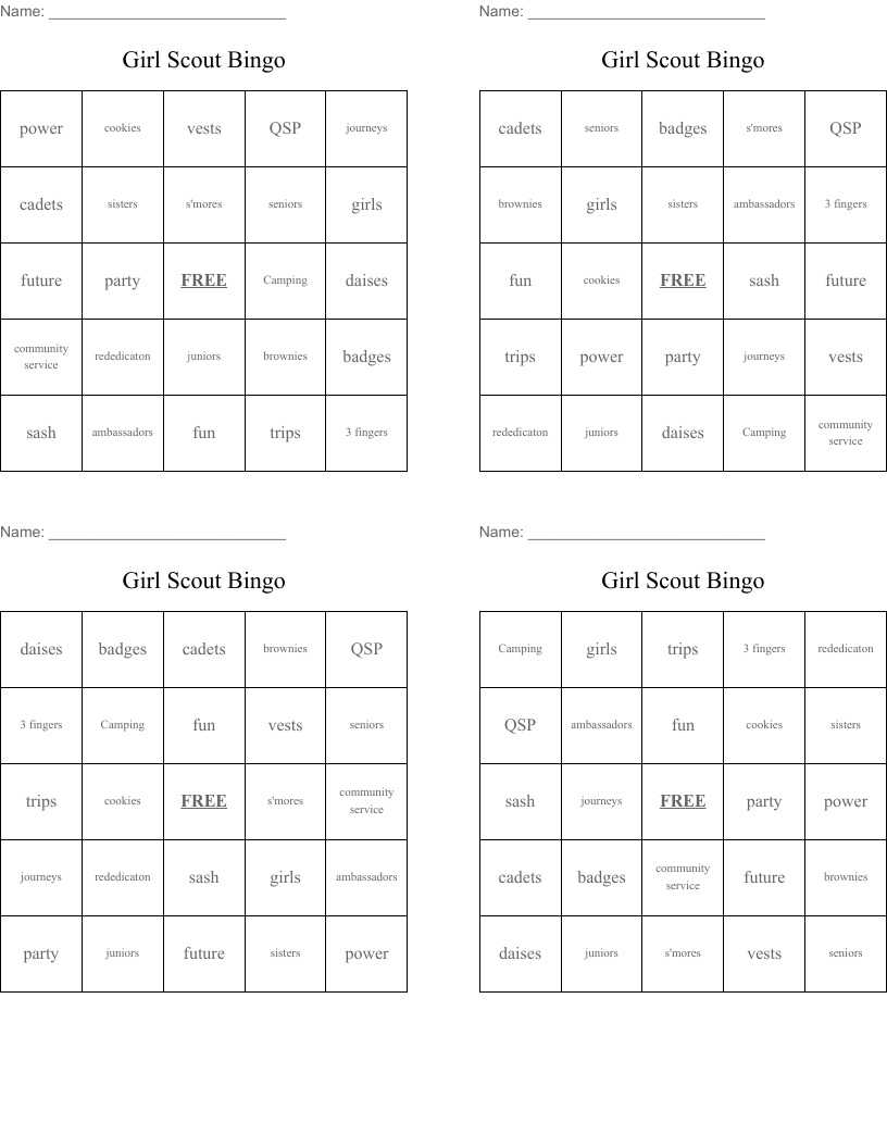 Girl Scout Bingo