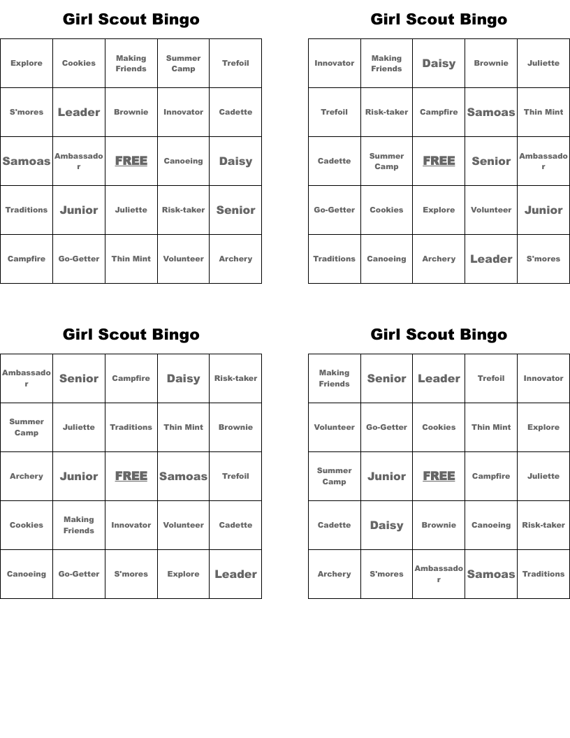 Girl Scout Bingo