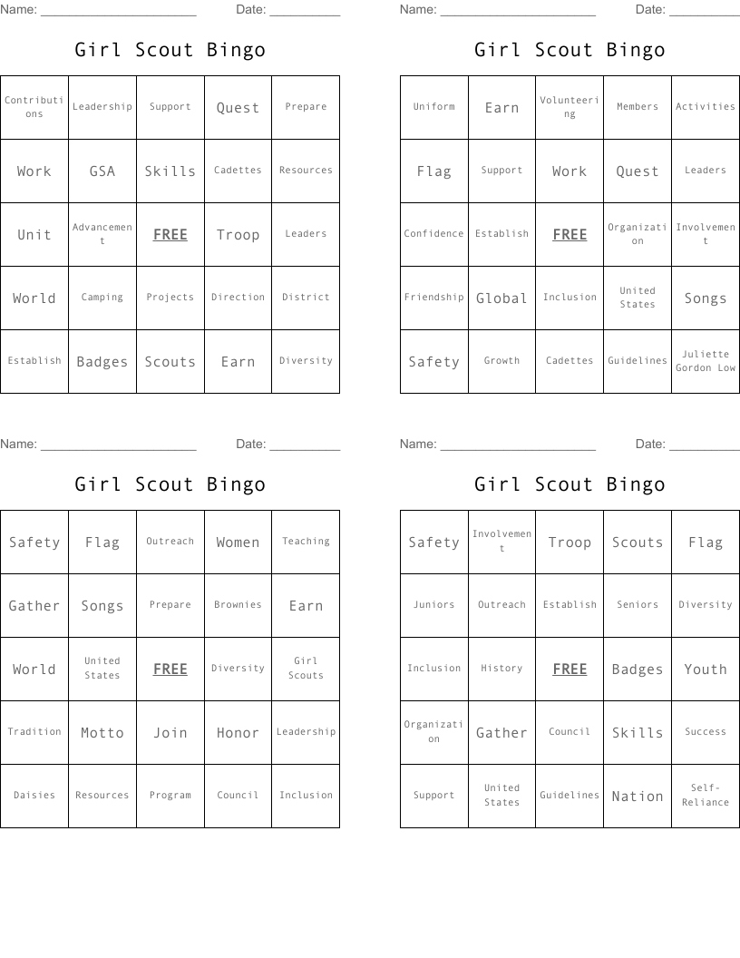 Girl Scout Bingo