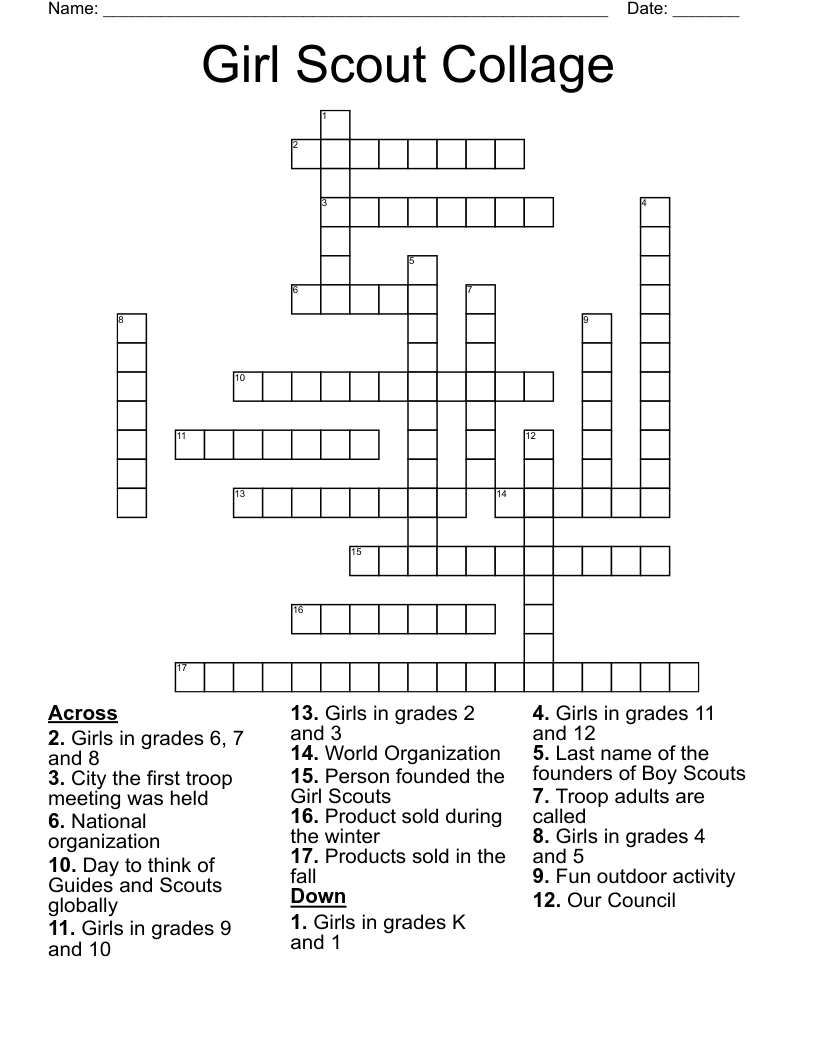 Girl Scout Collage Crossword
