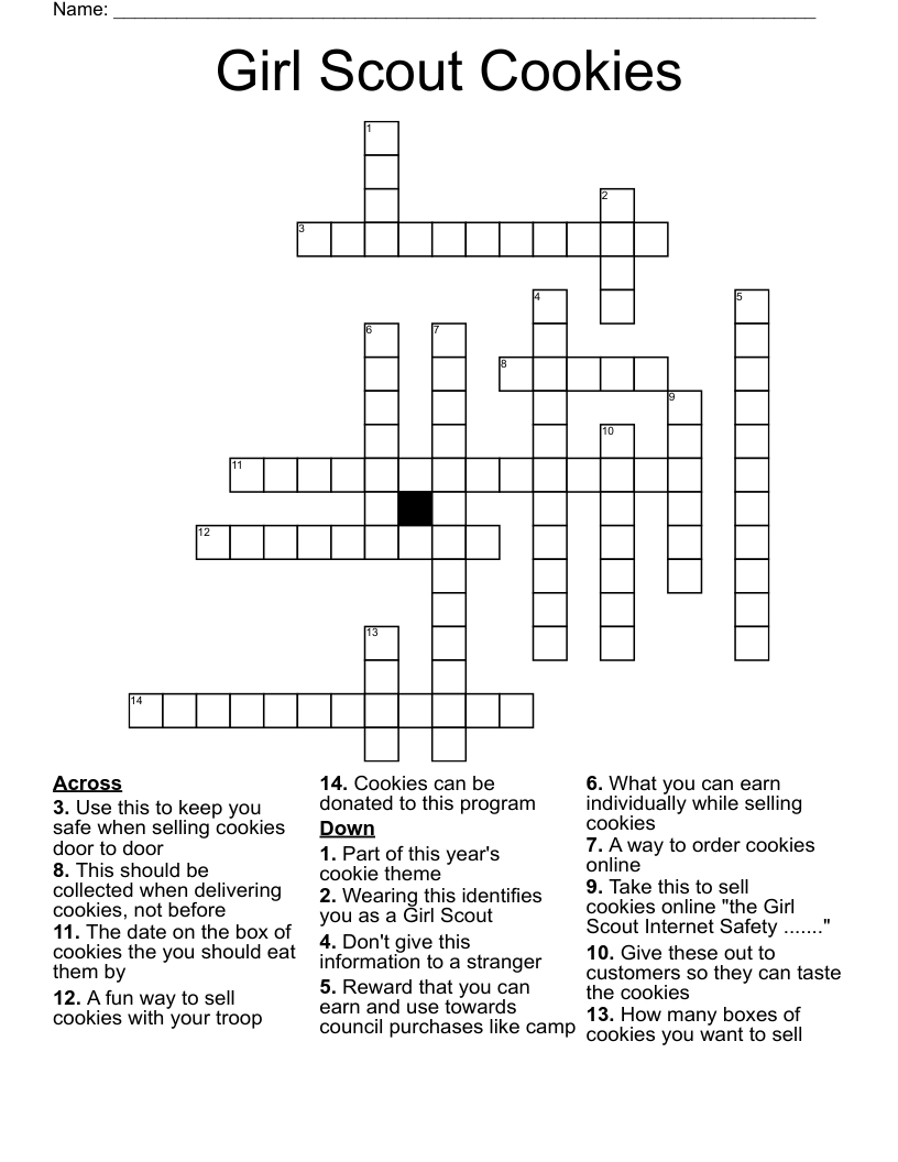 Girl Scout Cookies Crossword