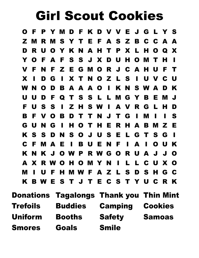 Girl Scout Cookies Word Search