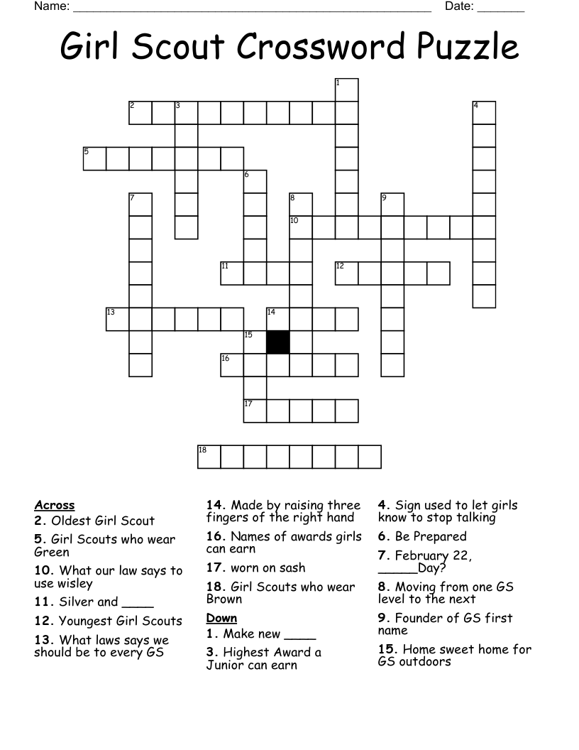 Girl Scout Crossword Puzzle