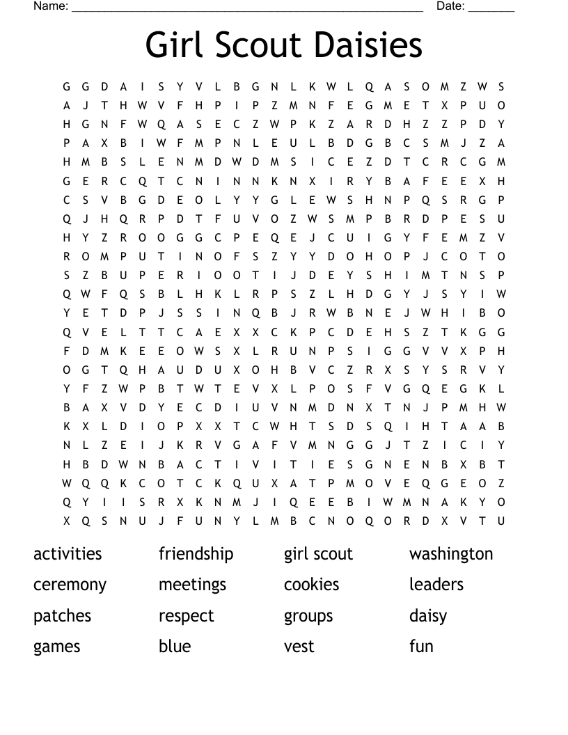 Girl Scout Daisies Word Search