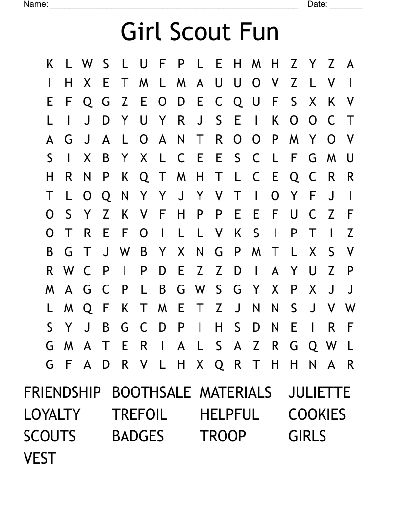 Girl Scout Fun Word Search