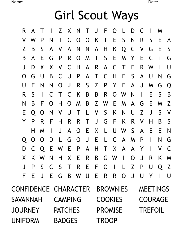 Girl Scout Ways Word Search