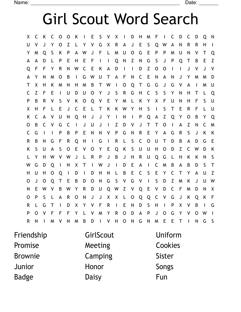 Girl Scout Word Search