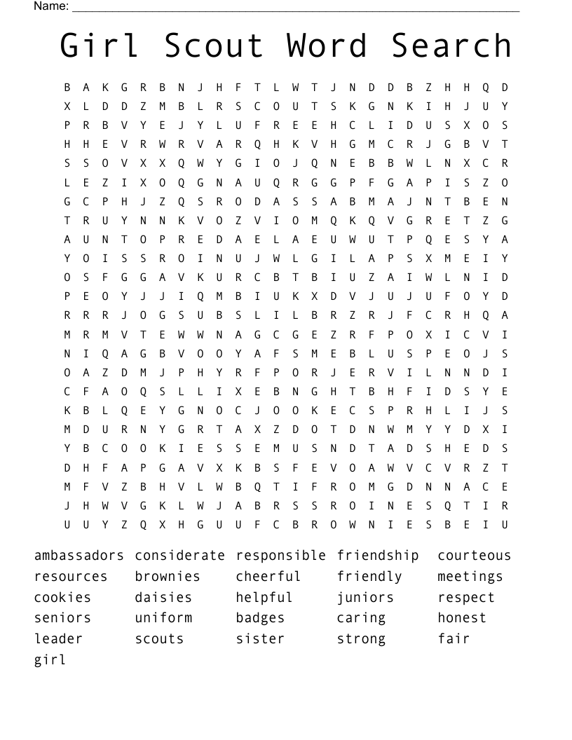 Girl Scout Word Search