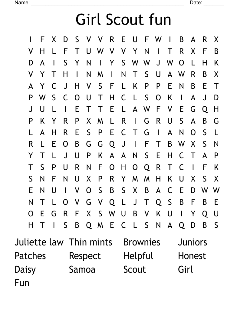 Girl Scout fun Word Search