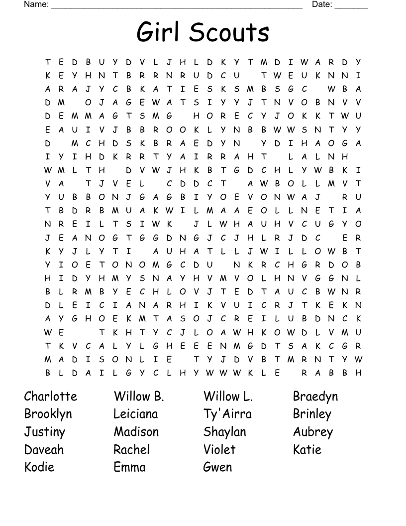 Girl Scouts Word Search