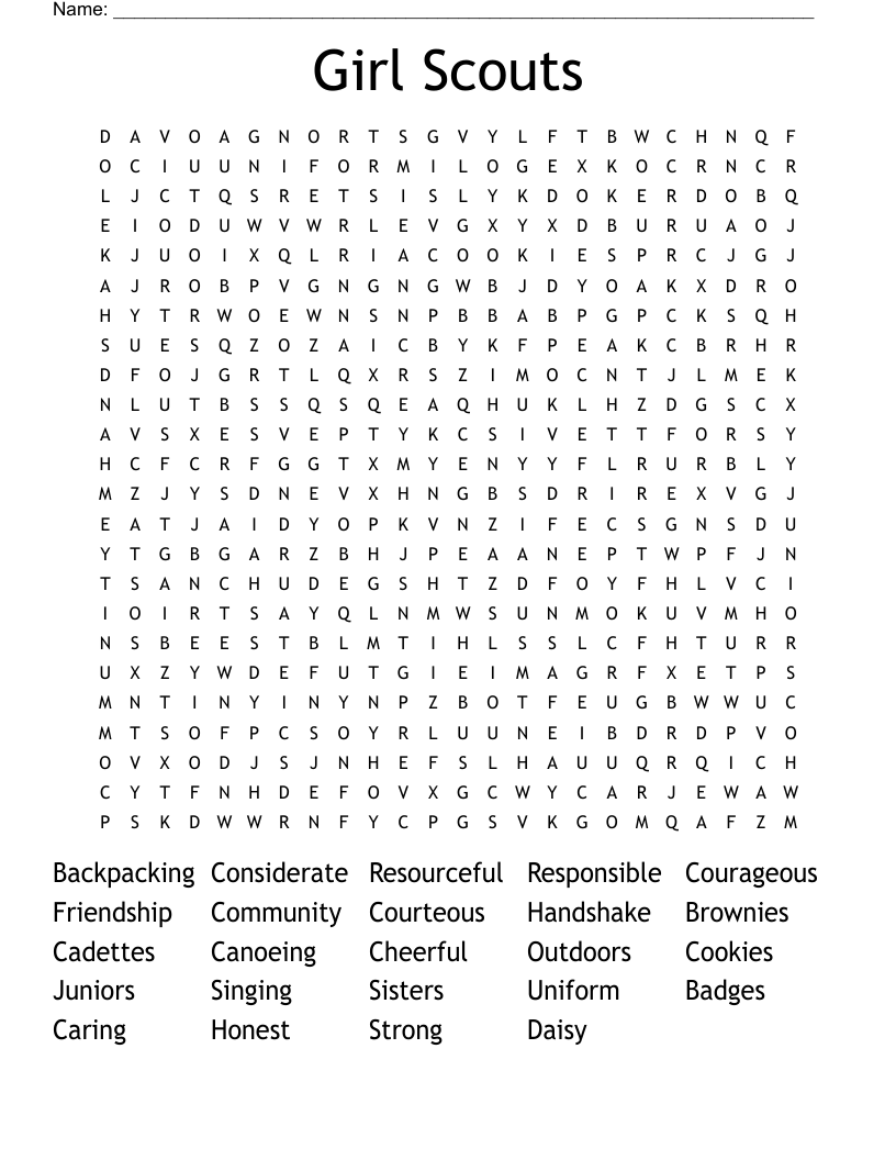 Girl Scouts Word Search