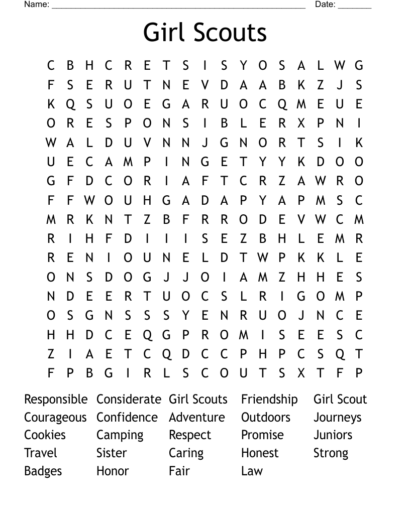 Girl Scouts Word Search