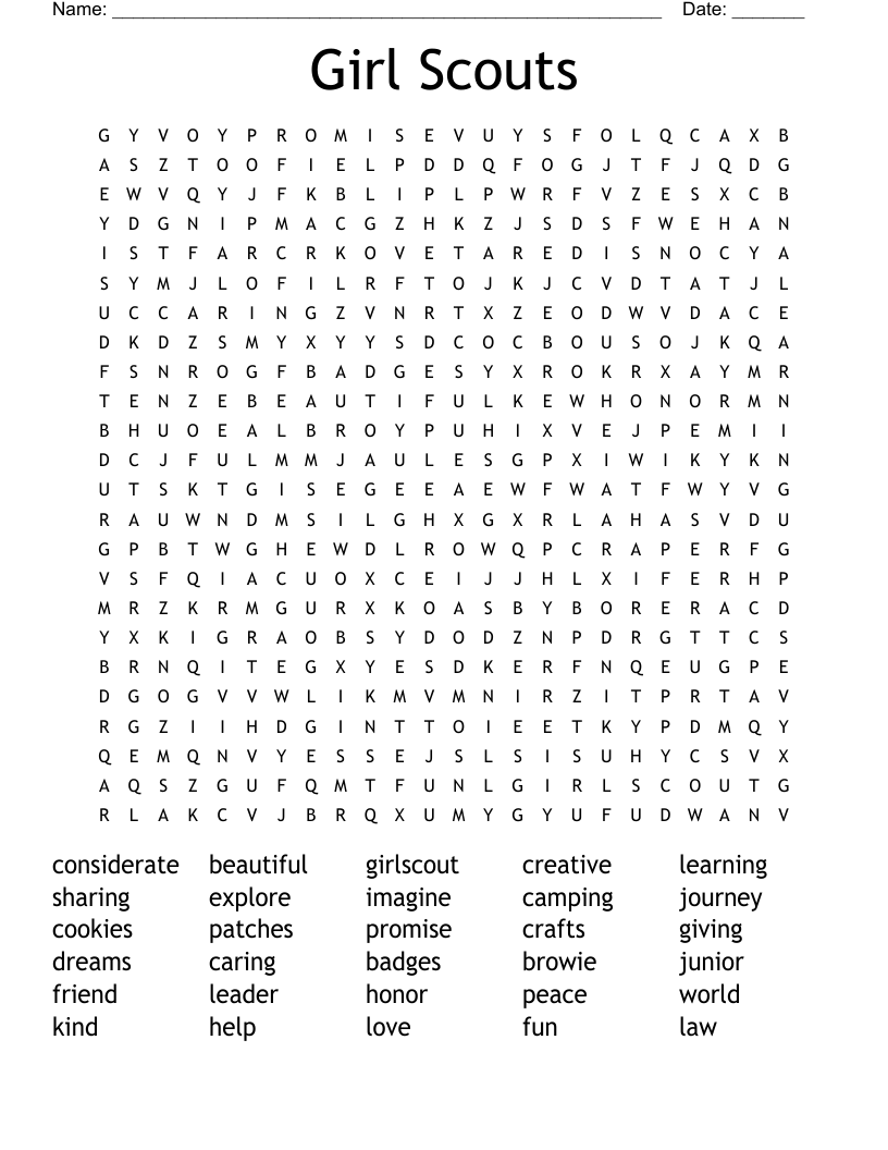 Girl Scouts Word Search
