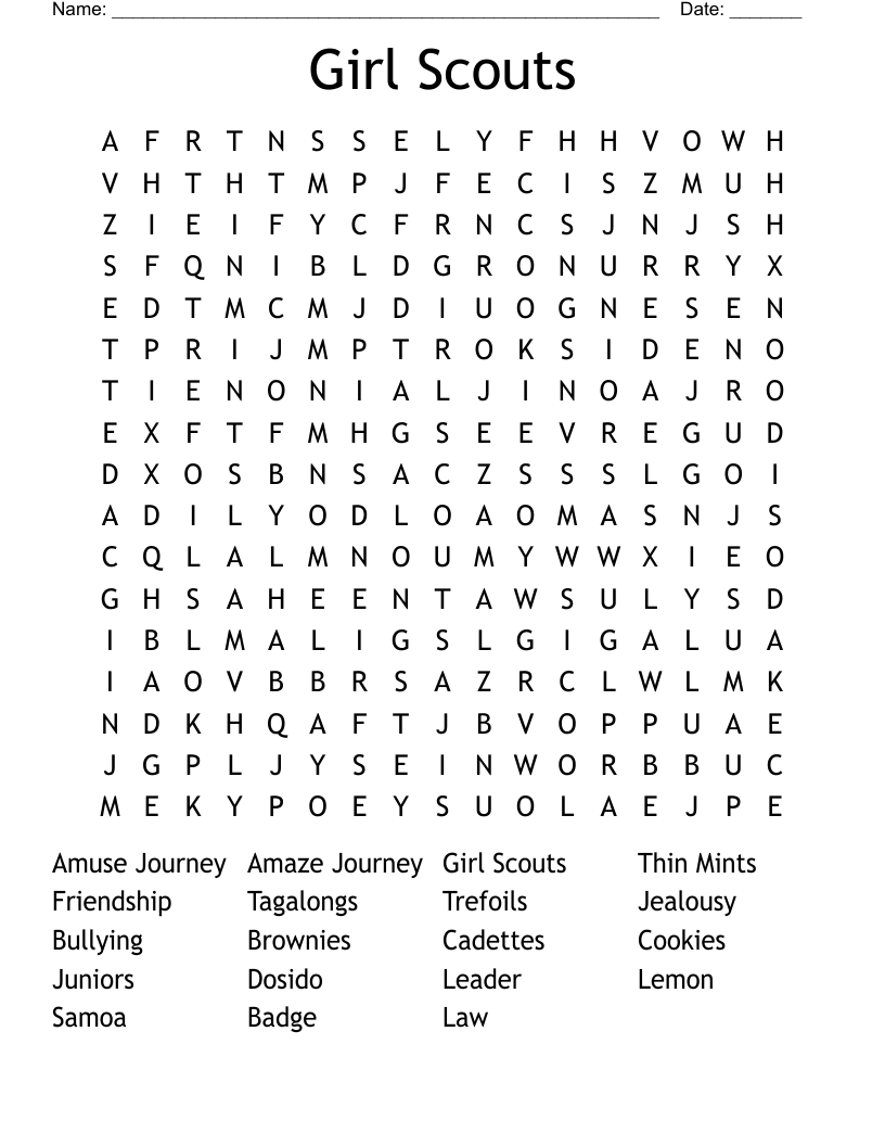 Girl Scouts Word Search