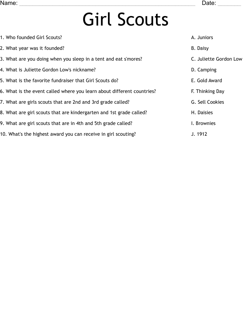 Girl Scouts Worksheet