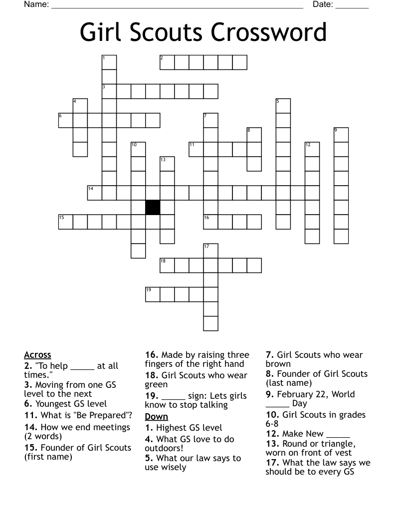 Girl Scouts Crossword