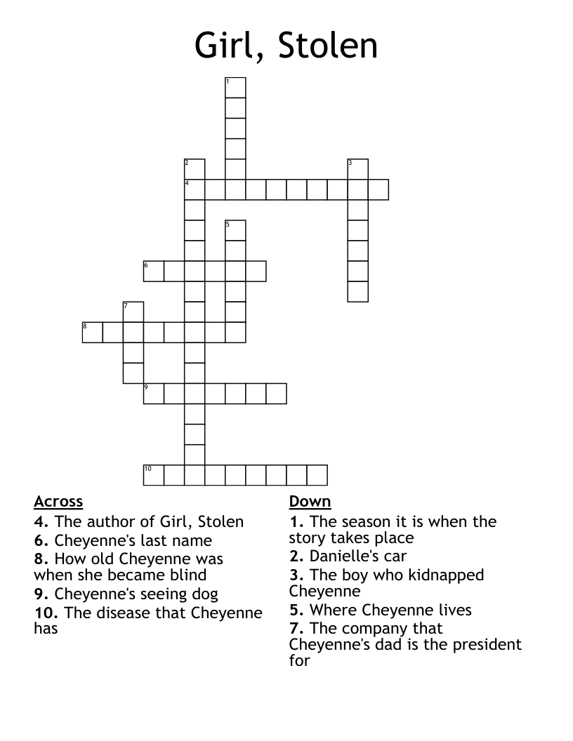 Girl, Stolen Crossword