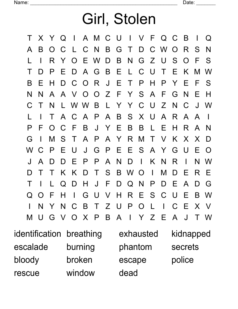 Girl, Stolen Word Search