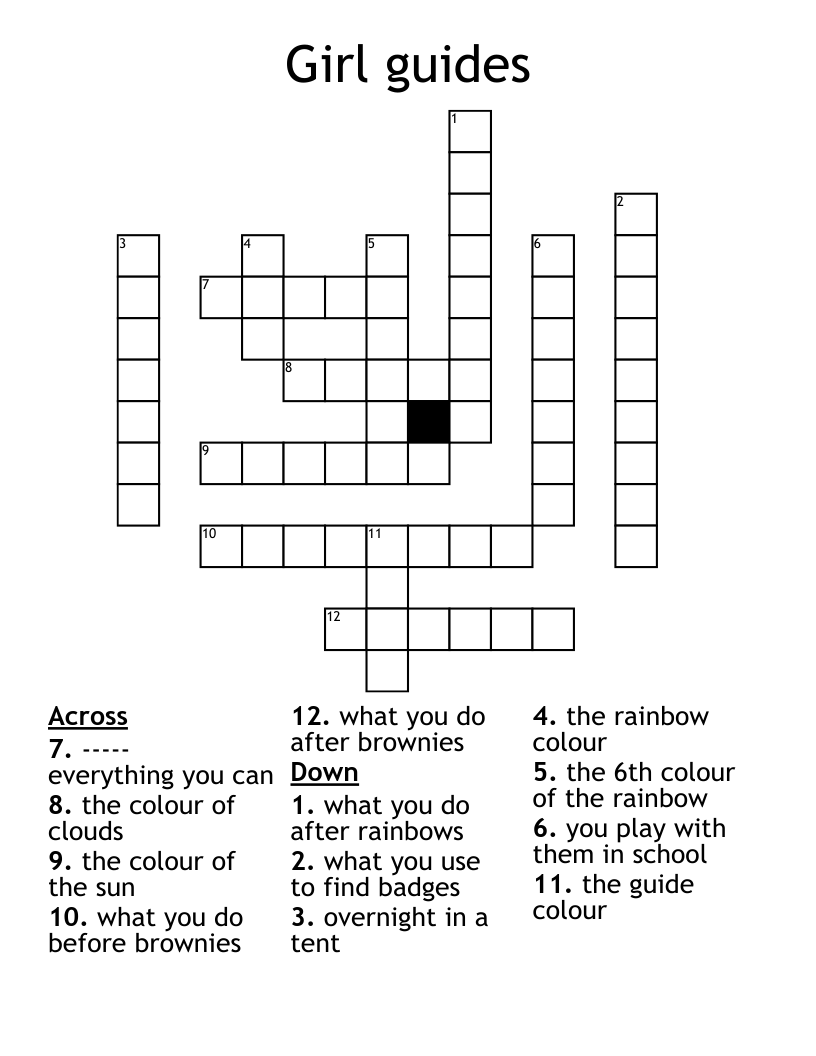 Girl guides Crossword