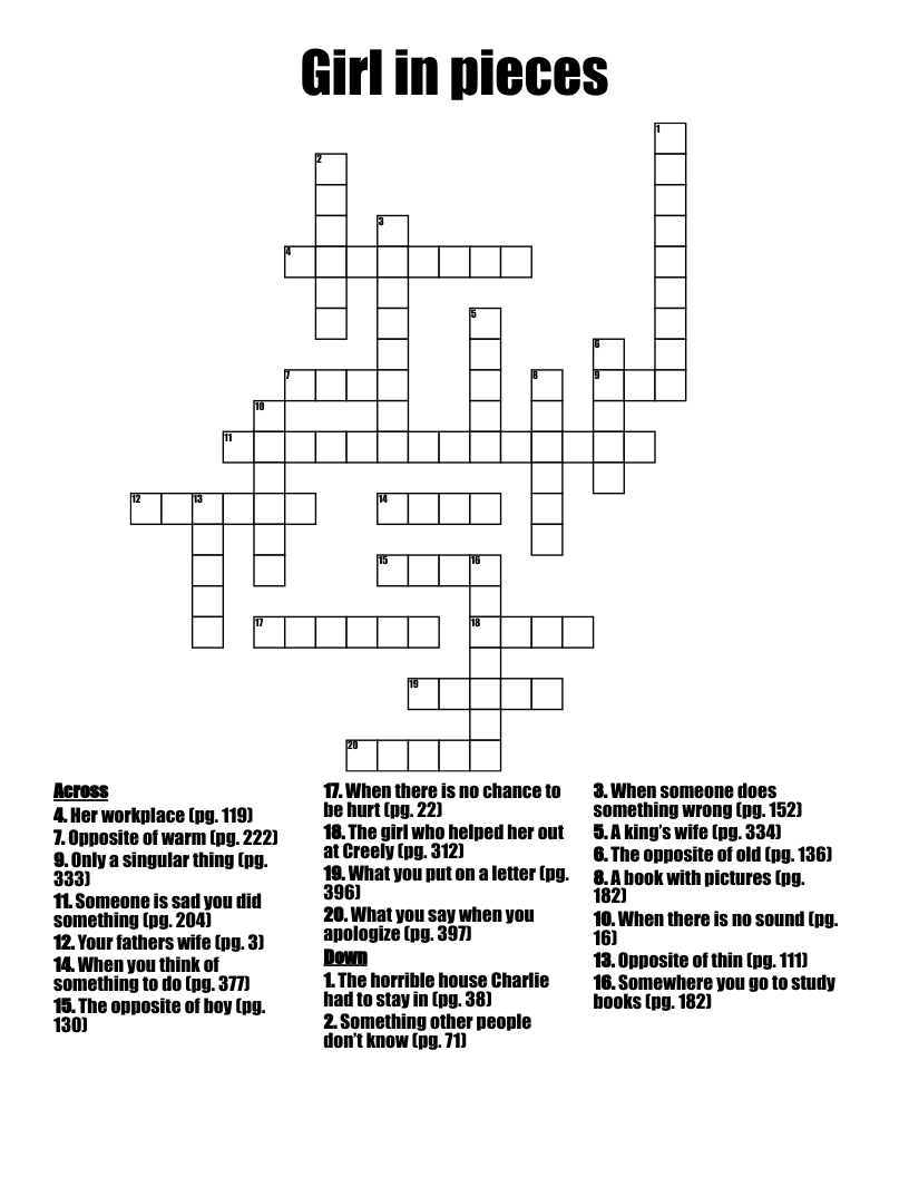 Girl in pieces Crossword