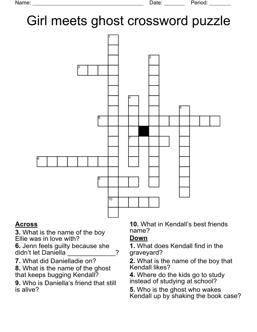 Girl meets ghost crossword puzzle