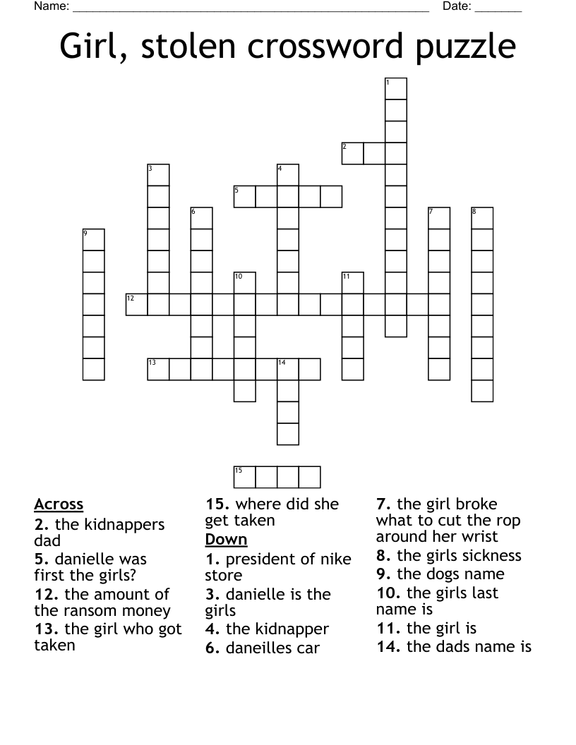 Girl, stolen crossword puzzle