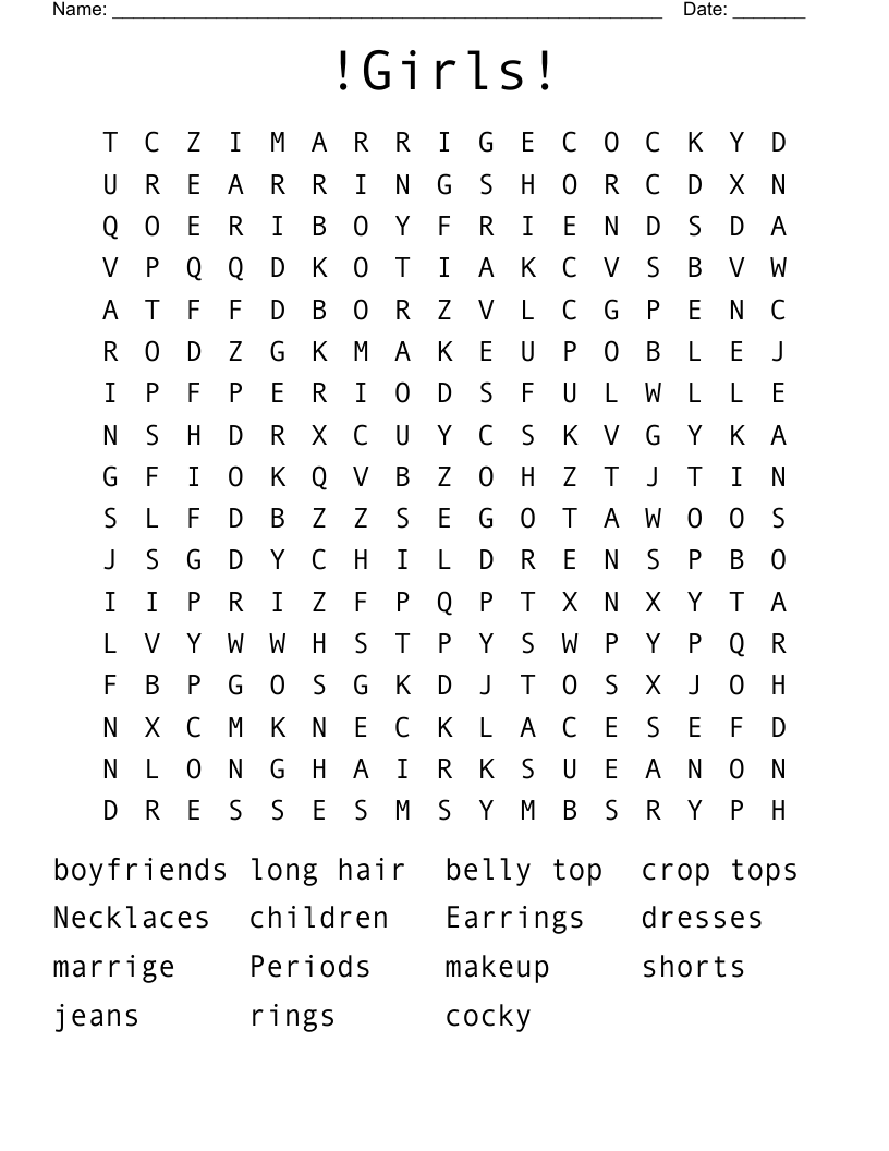 !Girls! Word Search