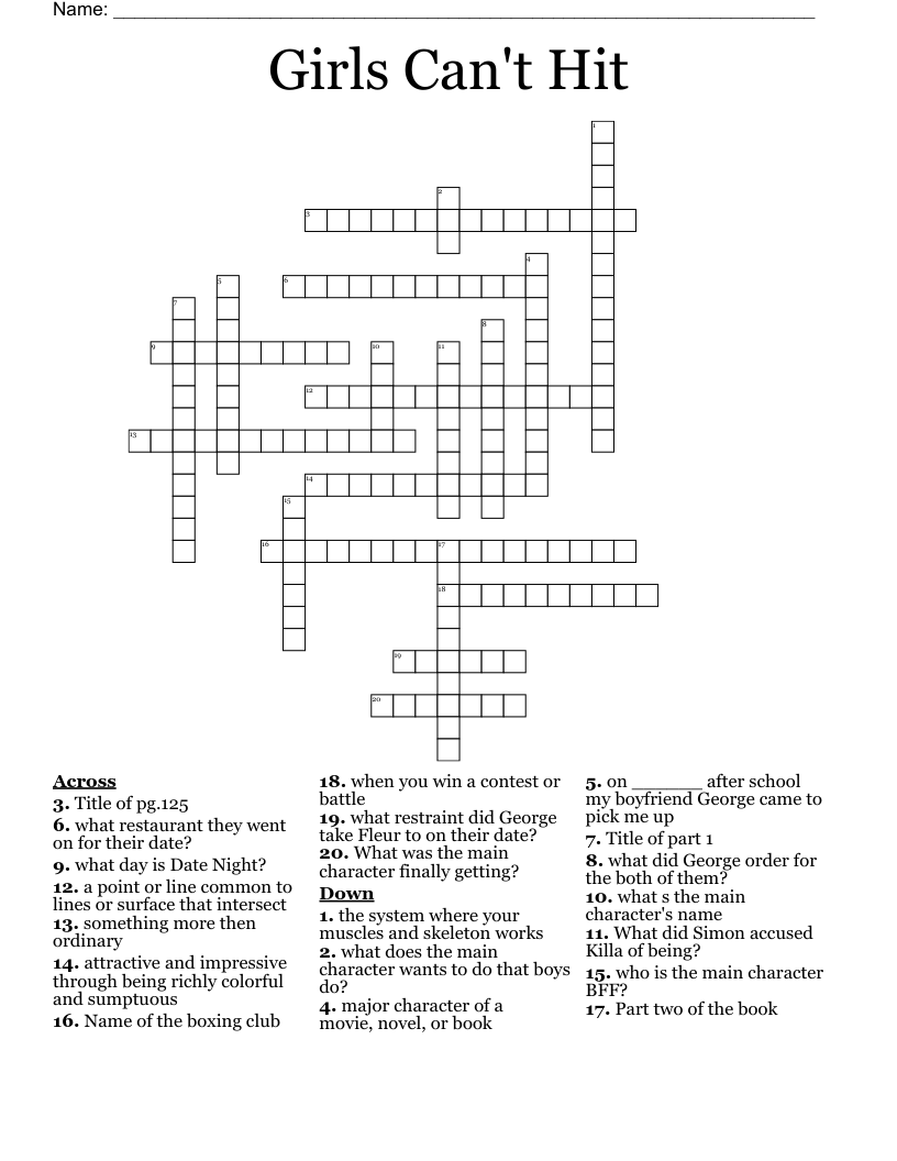 Girls Can't Hit Crossword