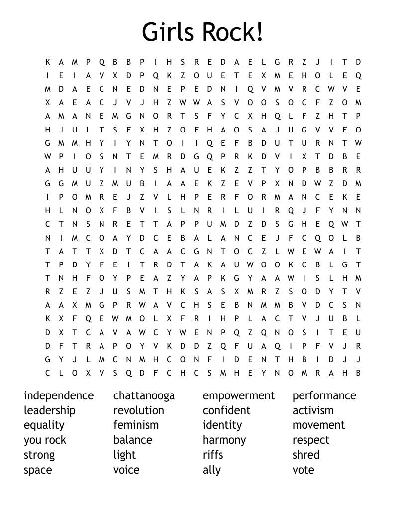 Girls Rock! Word Search