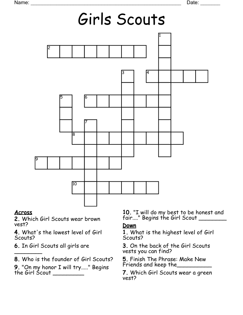 Girls Scouts Crossword