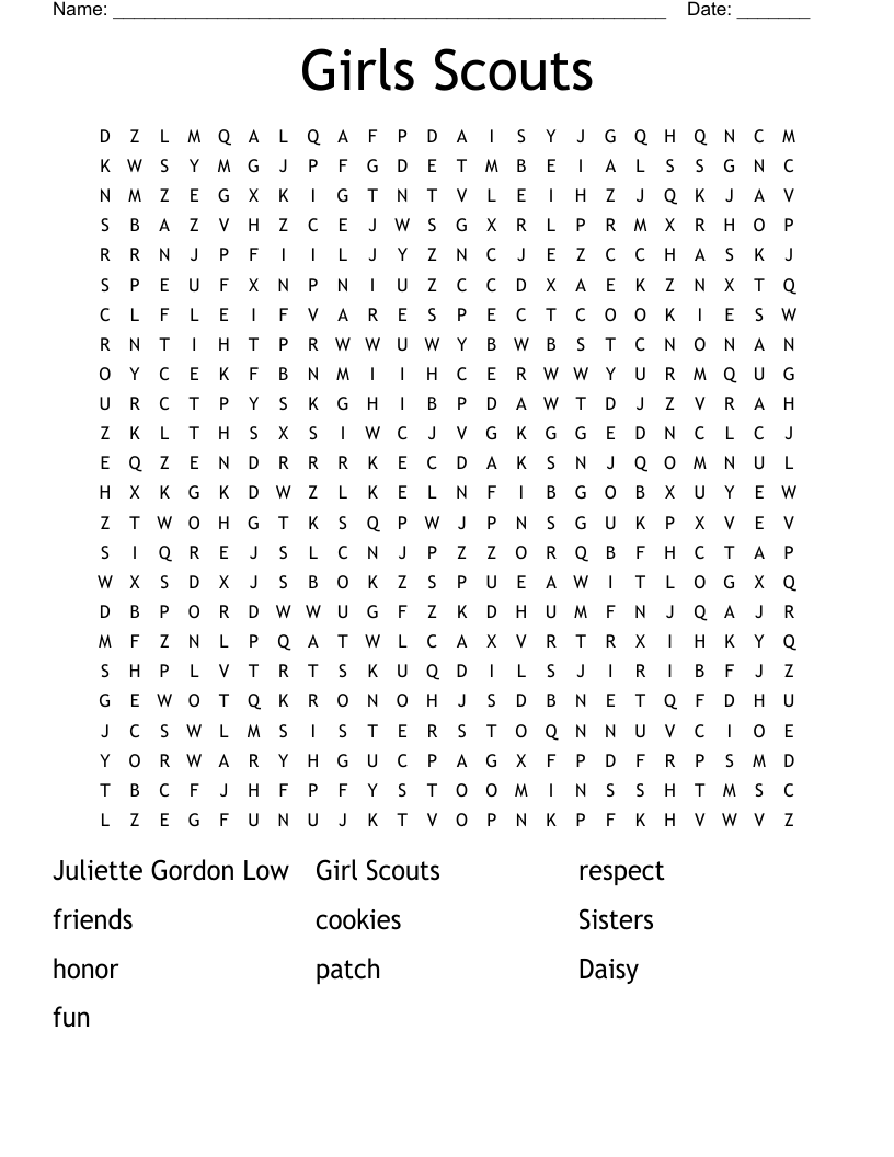 Girls Scouts Word Search
