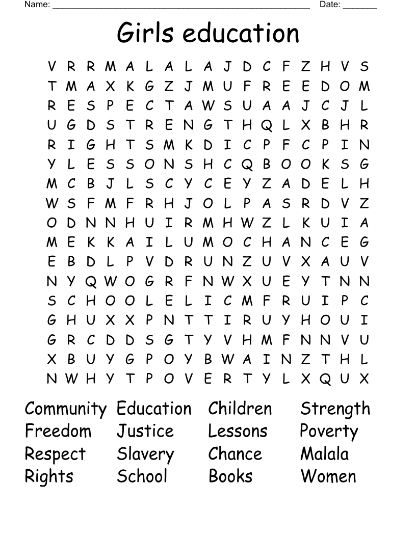 Girls education  Word Search