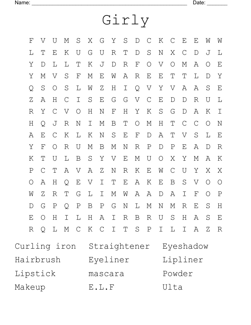 Girly Word Search