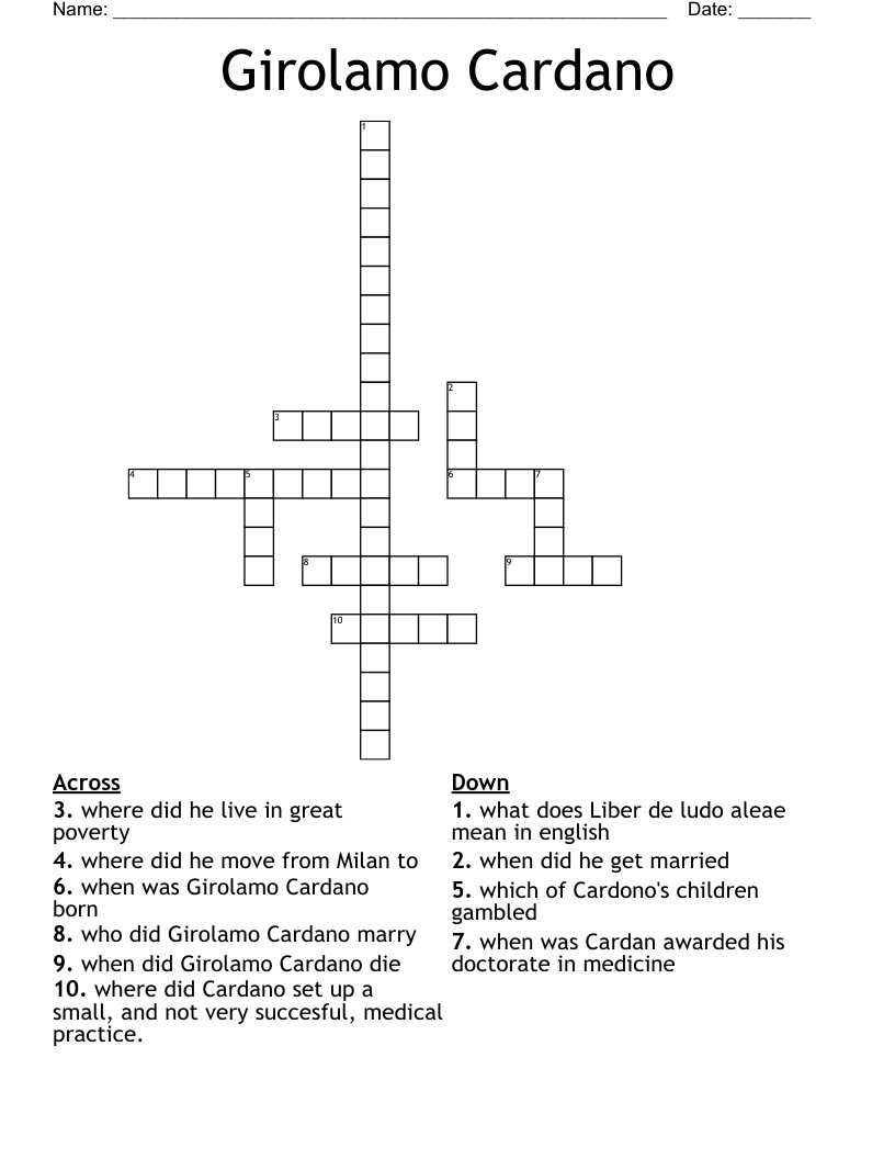 Girolamo Cardano Crossword
