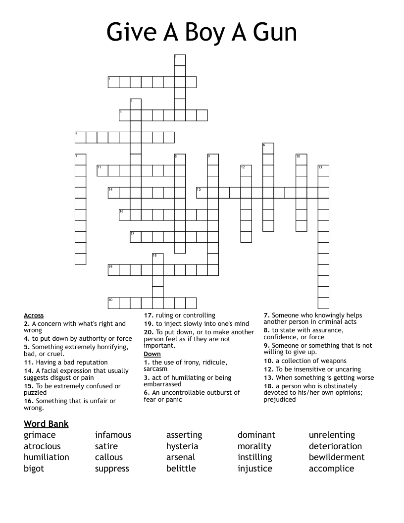 Give A Boy A Gun  Crossword