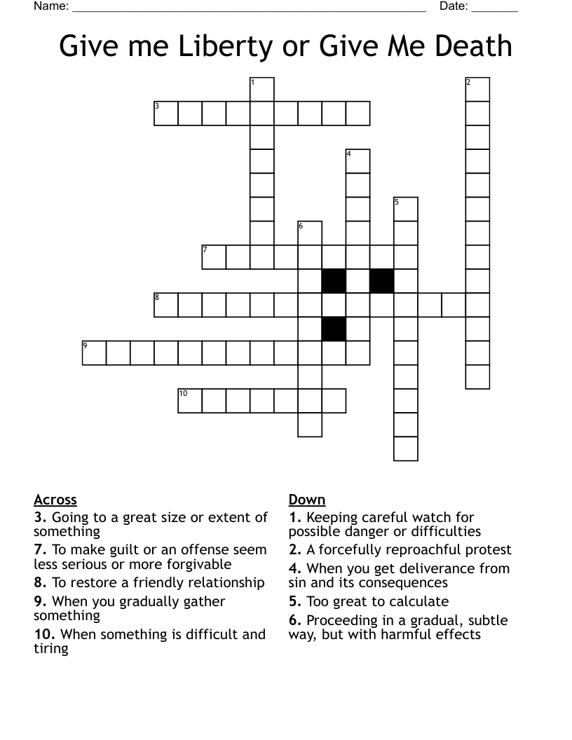 Give me Liberty or Give Me Death Crossword