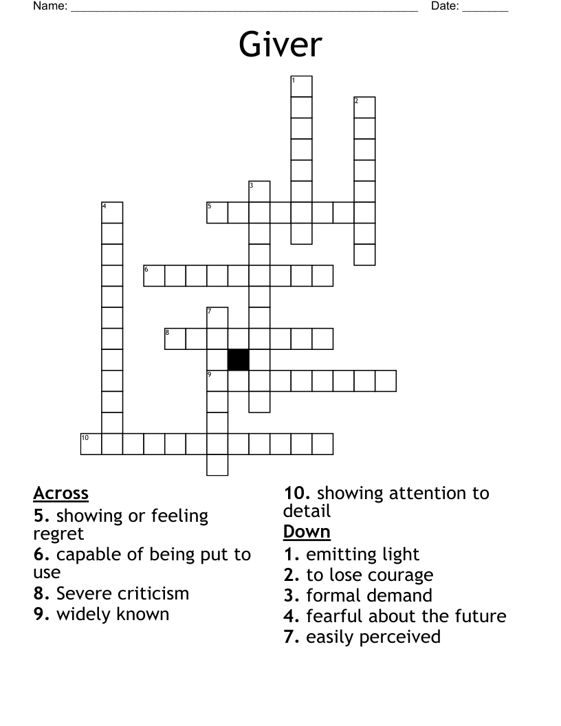Giver Crossword