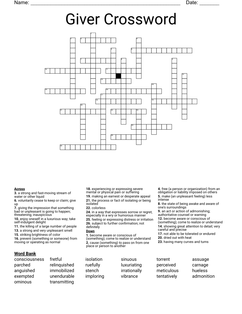 Giver Crossword