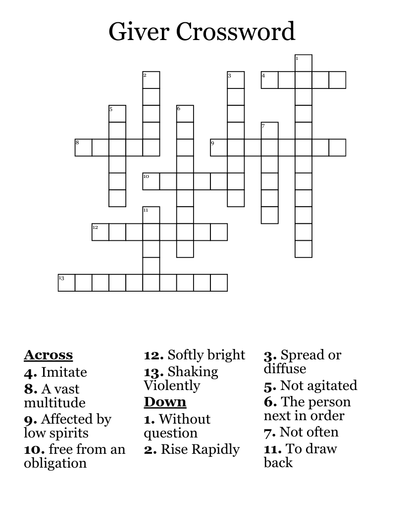 Giver Crossword